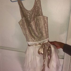 Beige and Off White formal dress
